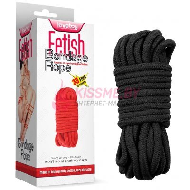 Веревка для бондажа черная Fetish Bondage Rope 10 м /Код FT-001A-03 Black