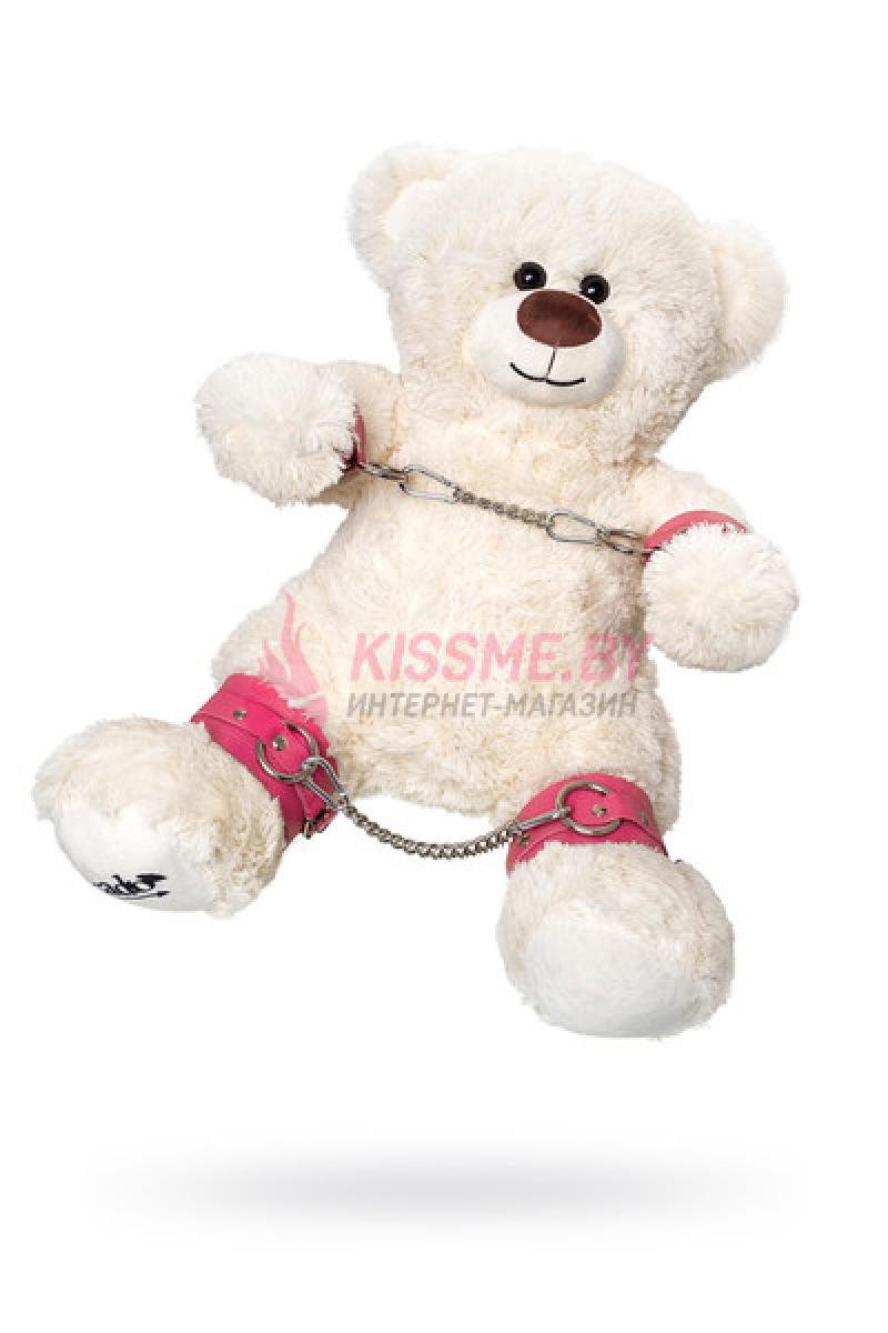 Бондажный набор Pecado BDSM Медведь белый оковы наручники натуральная кожа розовый /Код УТ-00003558