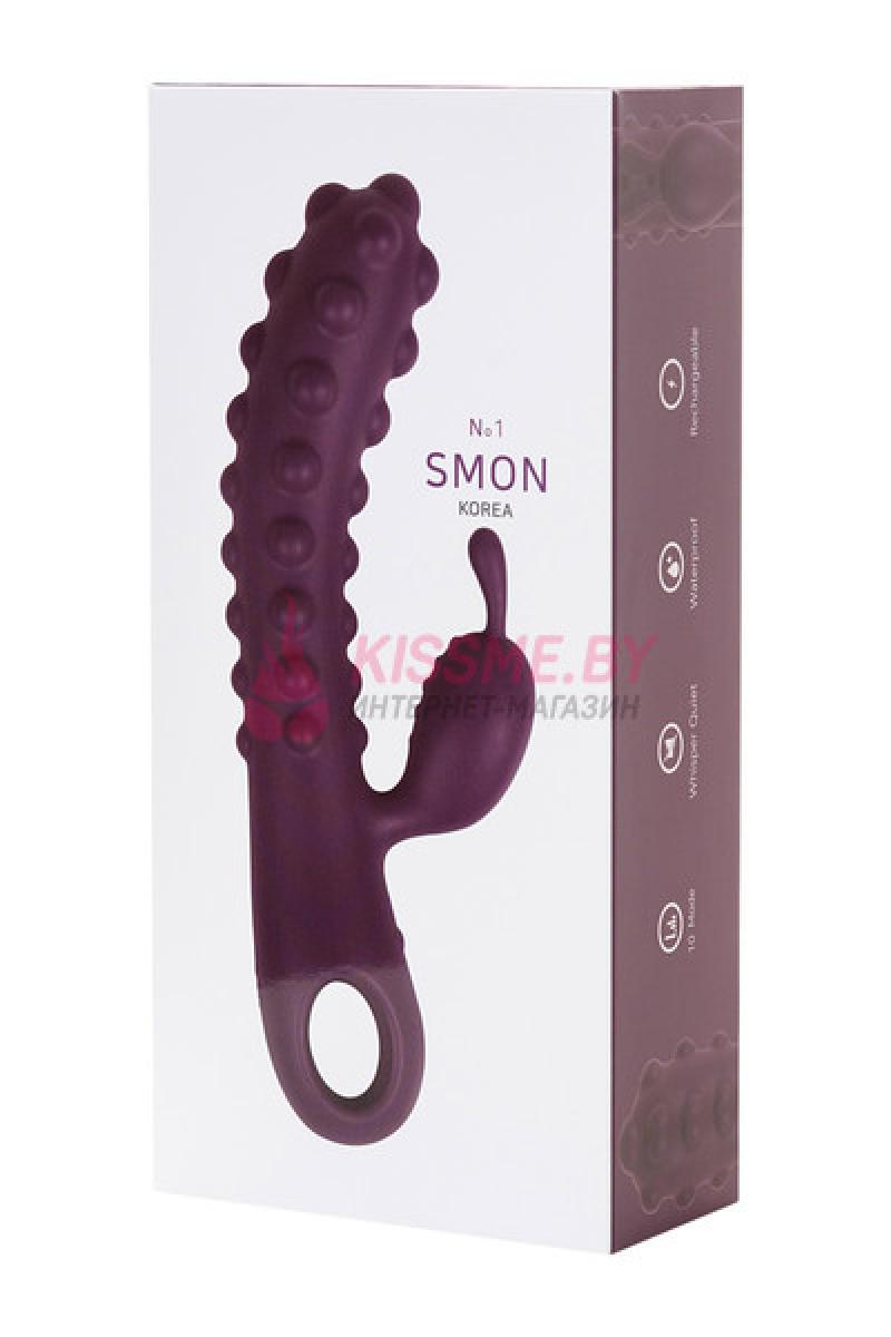 Вибратор с клиторальным стимулятором KOKOS SMON силикон фиолетовый /Код SMON-01-Violet