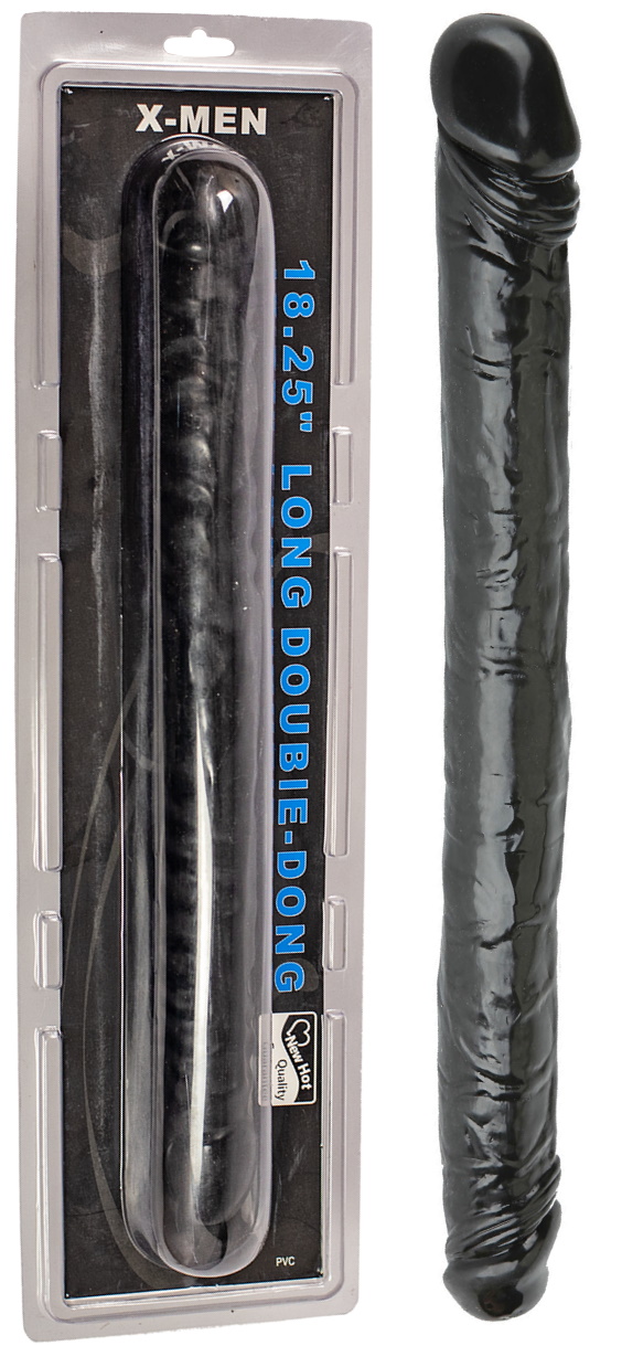 Двухголовый черный фаллоимитатор Long Double-Dong 46 см