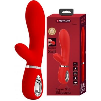 Перезаряжаемый вибратор с клиторальным стимулятором Pretty Love Thomas красный