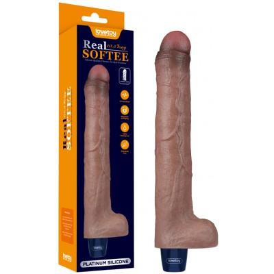 Реалистичный вибратор-мулат с мошонкой Real Softee 27 см