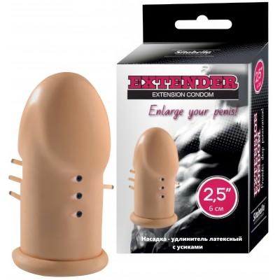 Удлиняющая латексная насадка с усиками Extender + 6 см