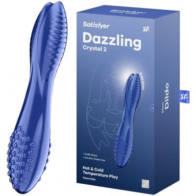 Двусторонний фаллос из стекла Satisfyer Dazzling Crystal 2 синий 20 см