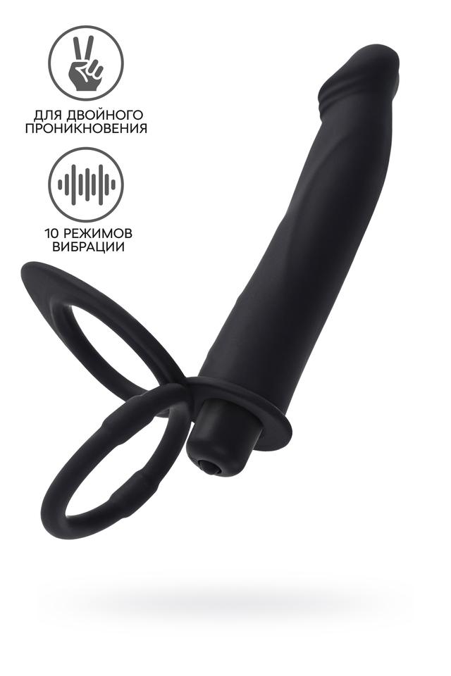 Насадка на пенис для двойного проникновения BlackRed by TOYFA чёрная 19 см