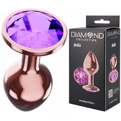 Анальная пробка Diamond Amethyst Shine L розовое золото