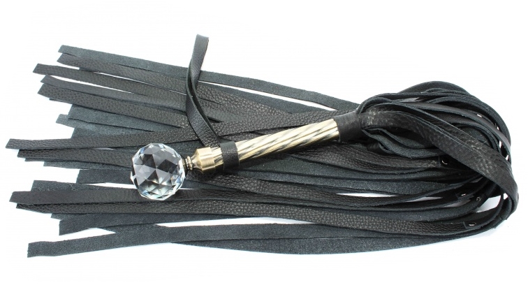 Эксклюзивная кожаная плеть с металлической ручкой 78 см