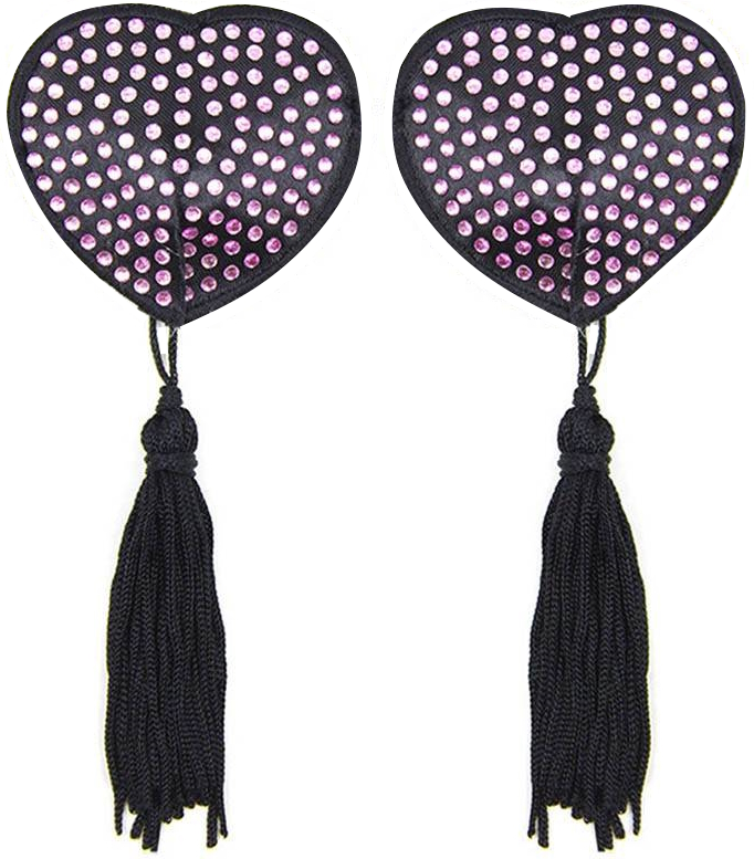 Черные пэстисы с розовыми стразами и кисточками
