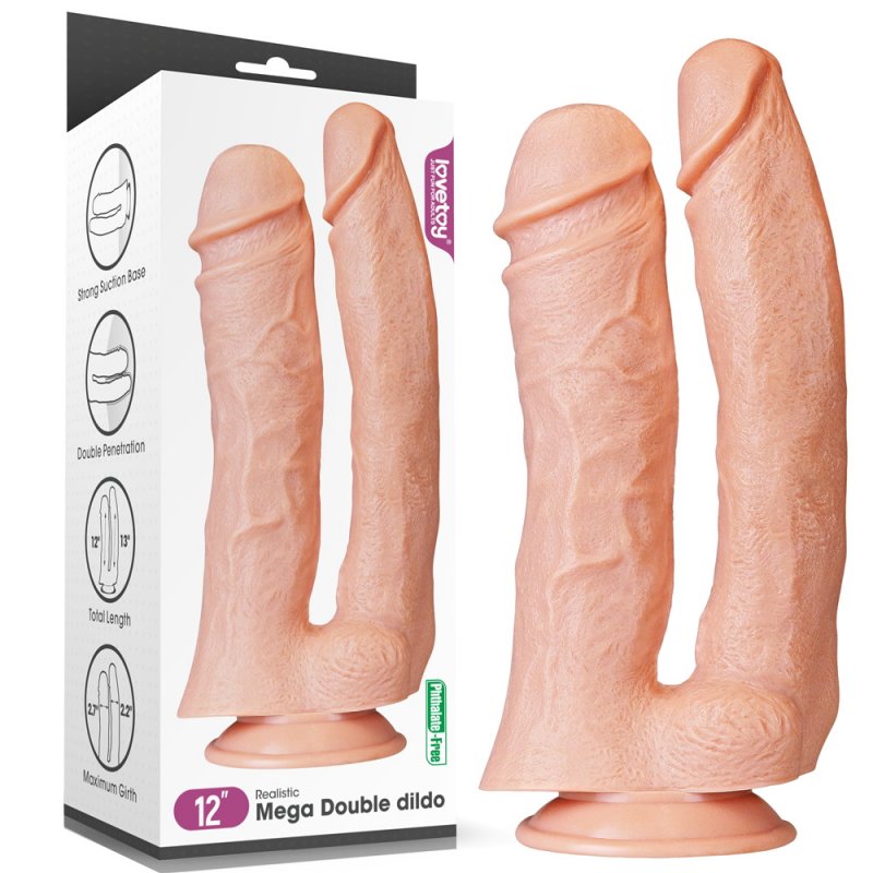 Огромный двойной фаллос на присоске Lovetoy Realistic Mega Double Dildo 33 см