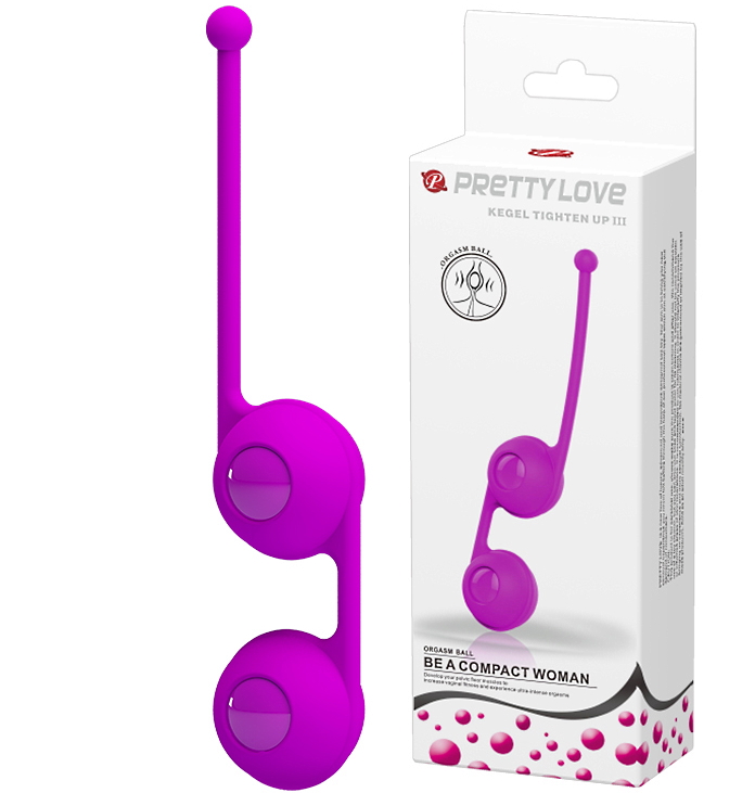 Вагинальные шарики со смещённым центром тяжести Pretty Love Kegel Tighten Up III фиолетовые