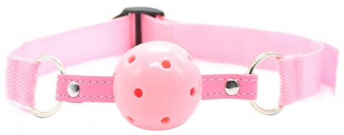 Розовый кляп-шар с нейлоновым ремешком