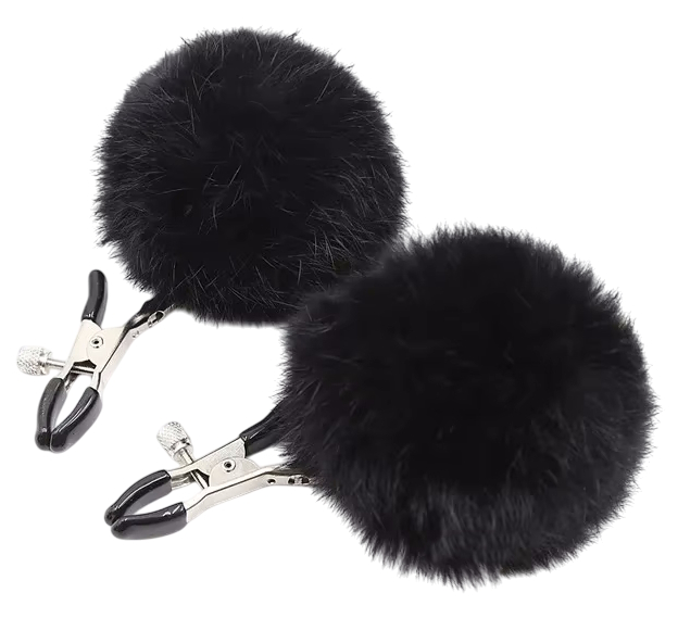 Зажимы на соски с черными помпонами Notabu