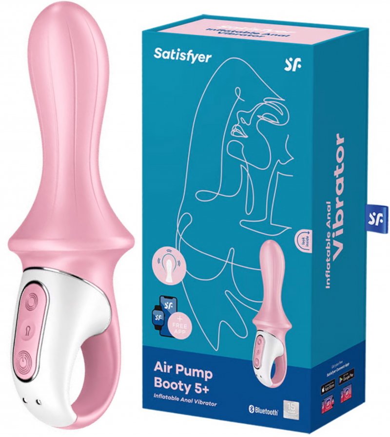 Расширяющийся анальный смарт-вибратор Satisfyer Air Pump Booty 5+ розовый