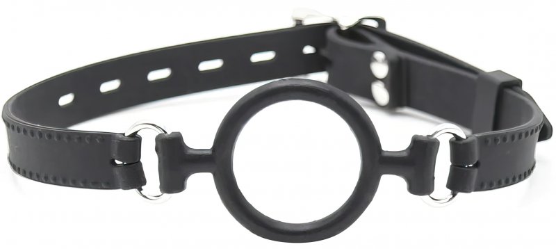 Черный силиконовый кляп-кольцо