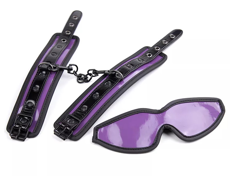 Фиолетовый БДСМ набор из маски и наручников