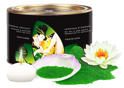 Соль мёртвого моря Shunga Bath Salts Lotus Flower + свеча 600 гр