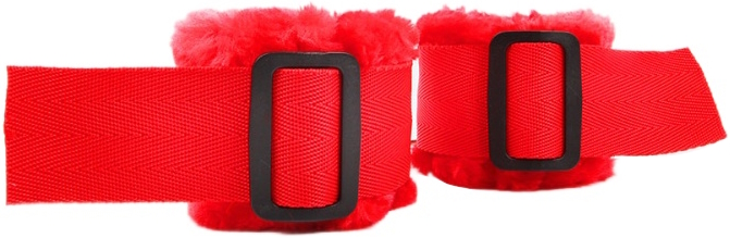 Текстильные наручники с красным мехом Notabu
