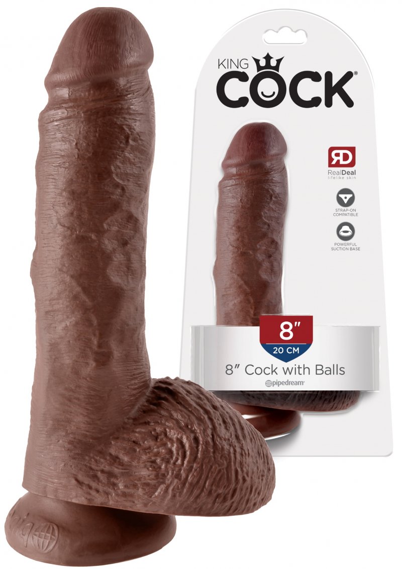 Фаллоимитатор мулат на присоске King Cock with Balls Brown 20 см