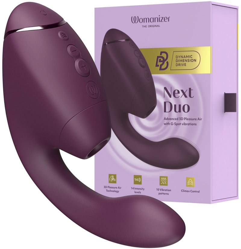 Роскошный вакуумный вибростимулятор для G точки и клитора Womanizer Next Duo фиолетовый