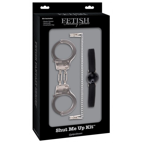 Фетиш набор FF Limited Edition Shut Me Up Kit Black (наручники, зажимы, кляп)