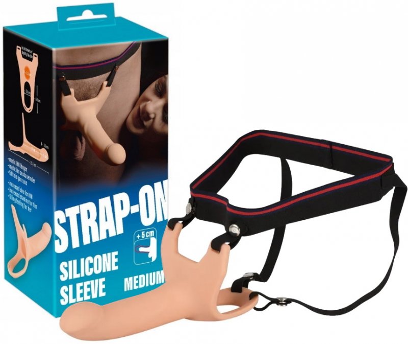 Реалистичный фаллопротез на ремнях Strap-On + 5 см к длине