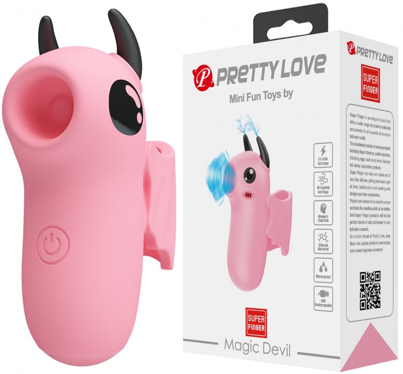 Насадка на палец Pretty Love Magic Devil с электро и вакуумно-волновой стимуляцией