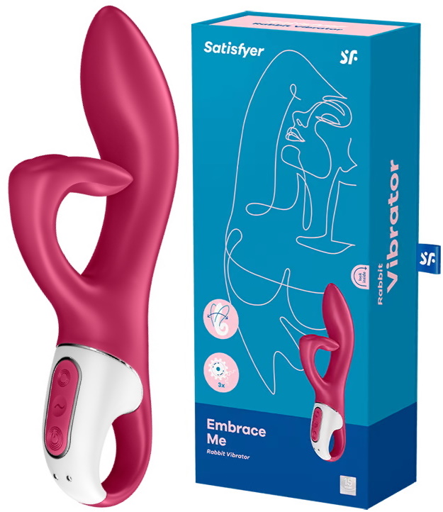 Вибратор для точки G с загнутым клиторальным стимулятором Satisfyer Embrace Me малиновый