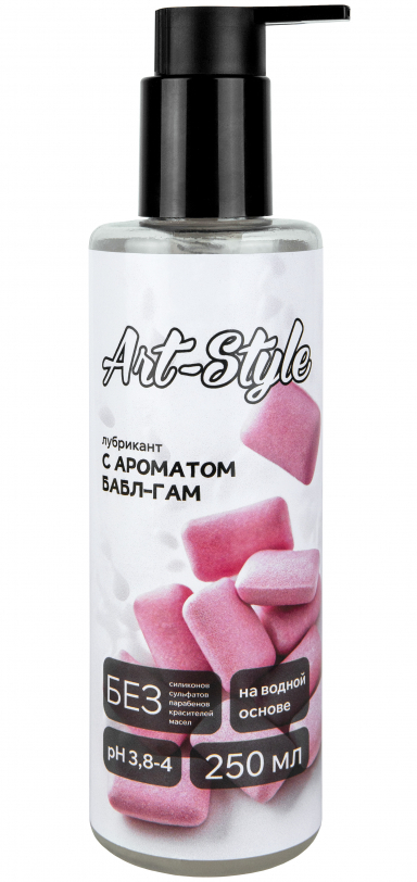 Лубрикант Art-Style на водной основе с ароматом бабл-гам 250 мл