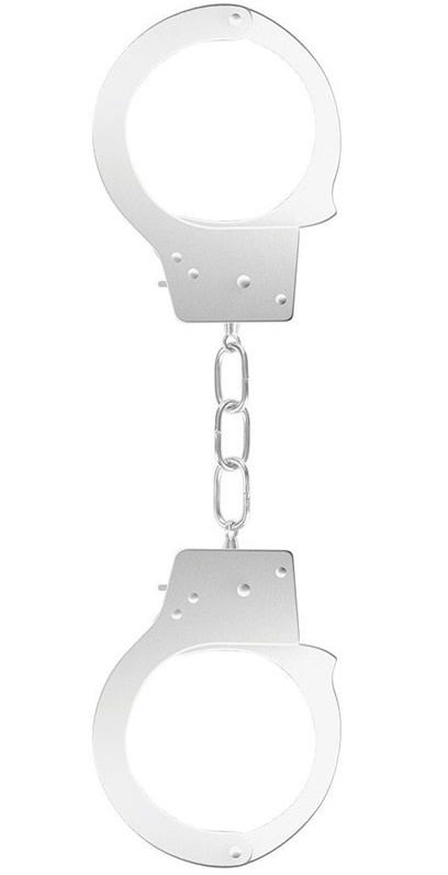 Белые металлические наручники Ouch Beginners Handcuffs