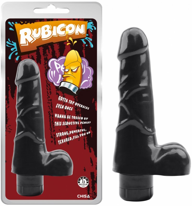 Черный реалистичный вибратор Verve с мошонкой 19 см