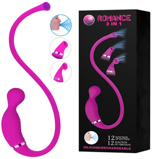 Посасывающий вибростимулятор для клитора Romance 3 в 1