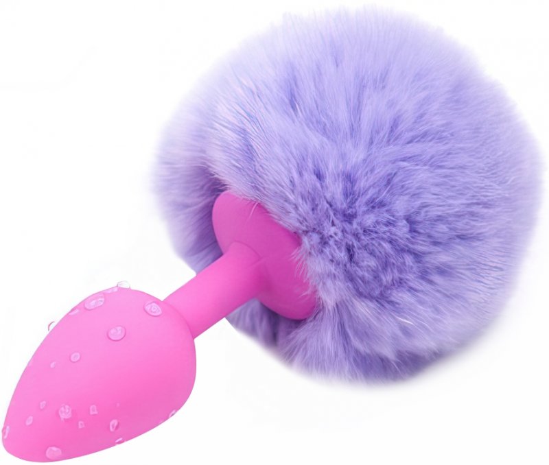 Силиконовая анальная пробка с сиреневым хвостиком