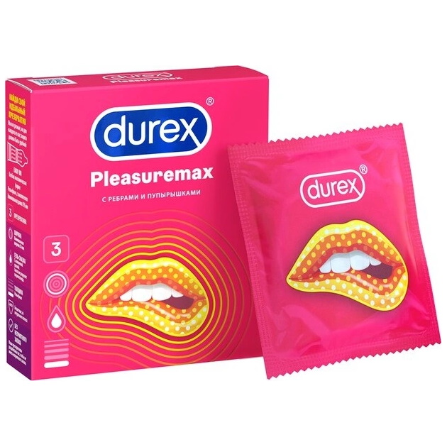 Презервативы Durex №3 Pleasuremax с ребрами и пупырышками для стимуляции обоих партнеров