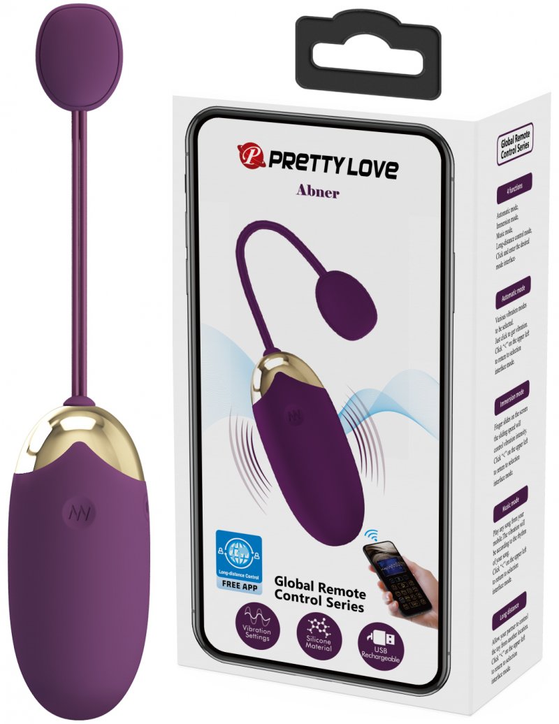 Перезаряжаемое смарт-виброяйцо Pretty Love Abner фиолетовое