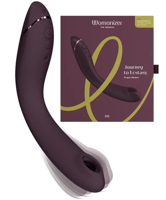 Вакуумный стимулятор точки G с вибрацией Womanizer OG бордовый