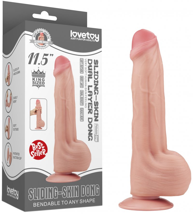 Реалистичный фаллоимитатор с эффектом двойной кожи Lovetoy Sliding-Skin Dual Layer Dong 29 см