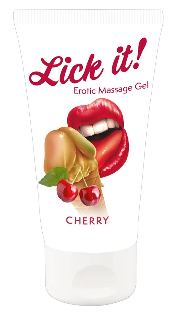 Съедобный массажный гель с ароматом вишни Lick It Erotic Massage Gel 50 мл