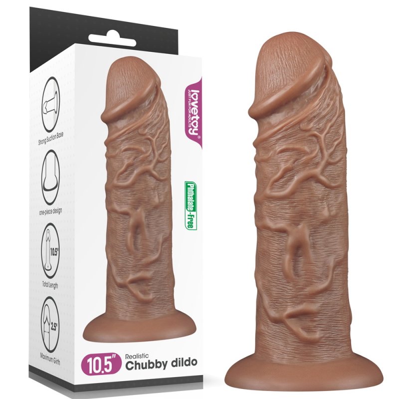 Большой фаллос-мулат на присоске Lovetoy Realistic Chubby Dildo 27 см