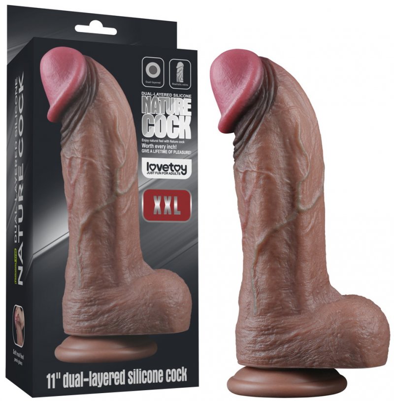 Темнокожий фаллос-гигант Dual Layered Silicone Cock XXL 28 см