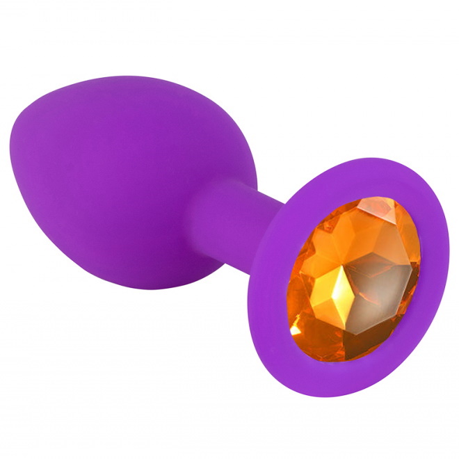 Пурпурная силиконовая пробка с оранжевым стразом M