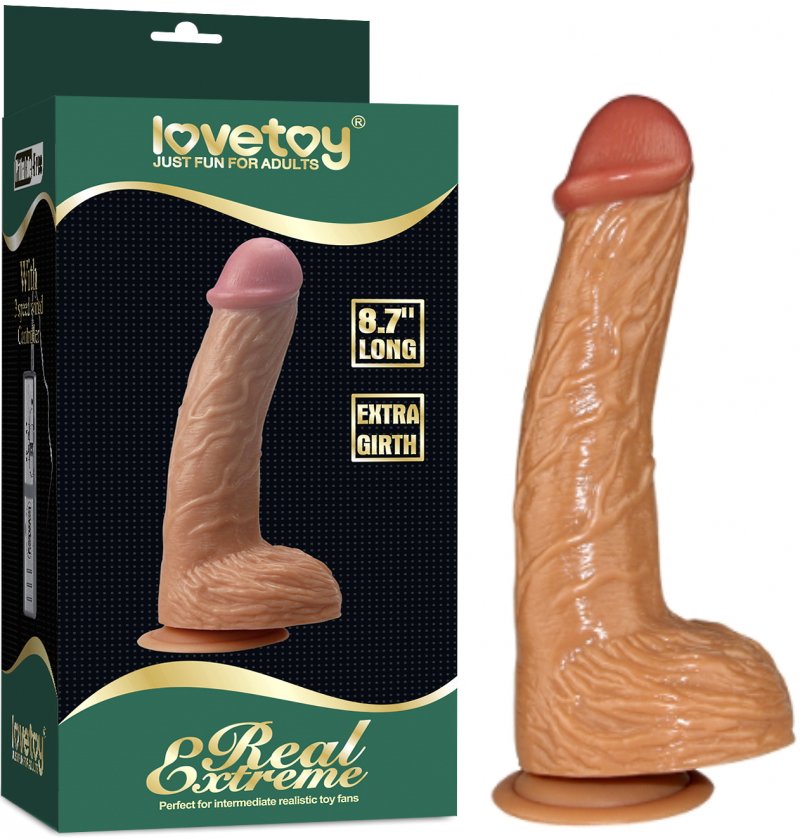 Фаллоимитатор на присоске с розовой головкой Real Extreme Extra Girth