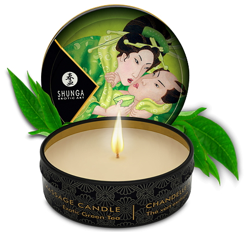 Массажная аромасвеча Shunga Exotic Green Tea c ароматом зеленого чая 30 мл