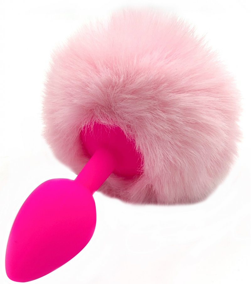 Силиконовая анальная пробка с розовым хвостиком