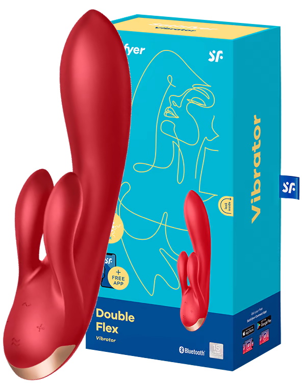 Смарт-вибратор с клиторальным стимулятором Satisfyer Double Flex Red