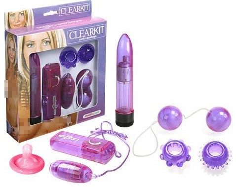 Набор из вибратора с шариками фиолетовый Clear Vibratorkit