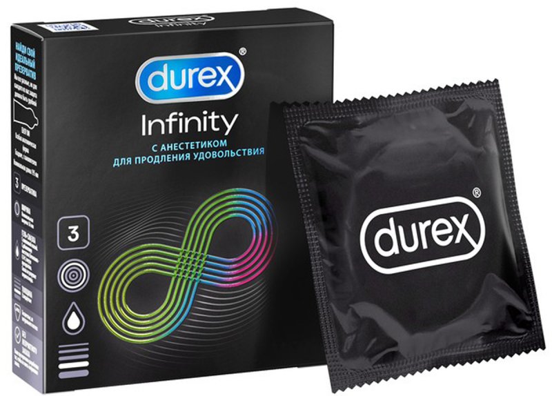 Презервативы Durex №3 Infinity гладкие с анестетиком