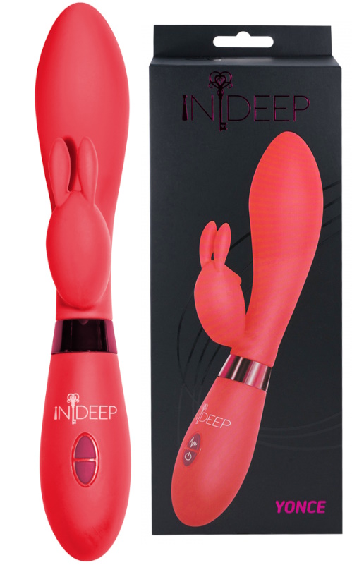 Вибратор с клиторальным стимулятором-кроликом Indeep Yonce Red