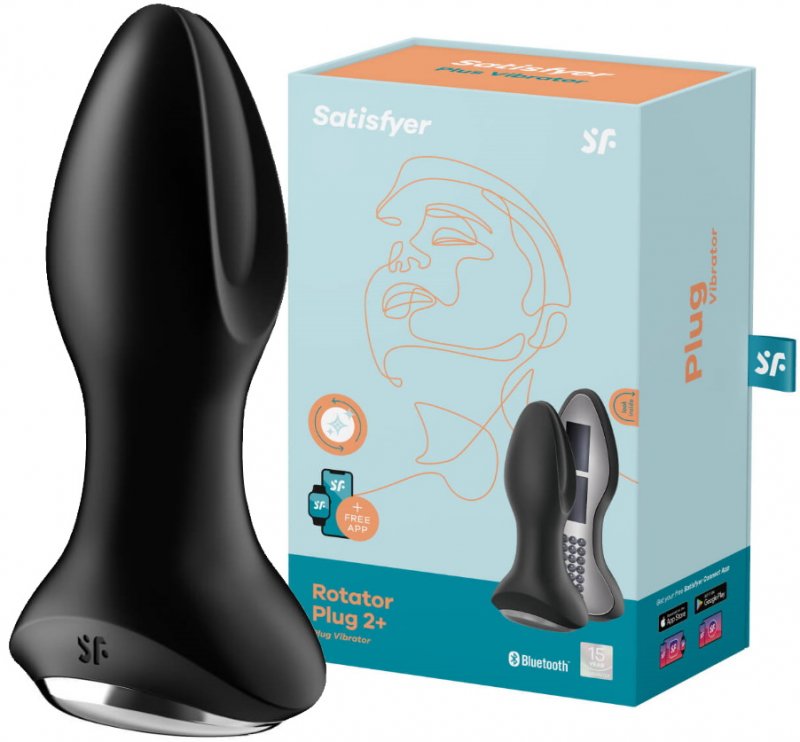 Анальный смарт-стимулятор с вибрацией и ротацией Satisfyer Rotator Plug 2+ черный