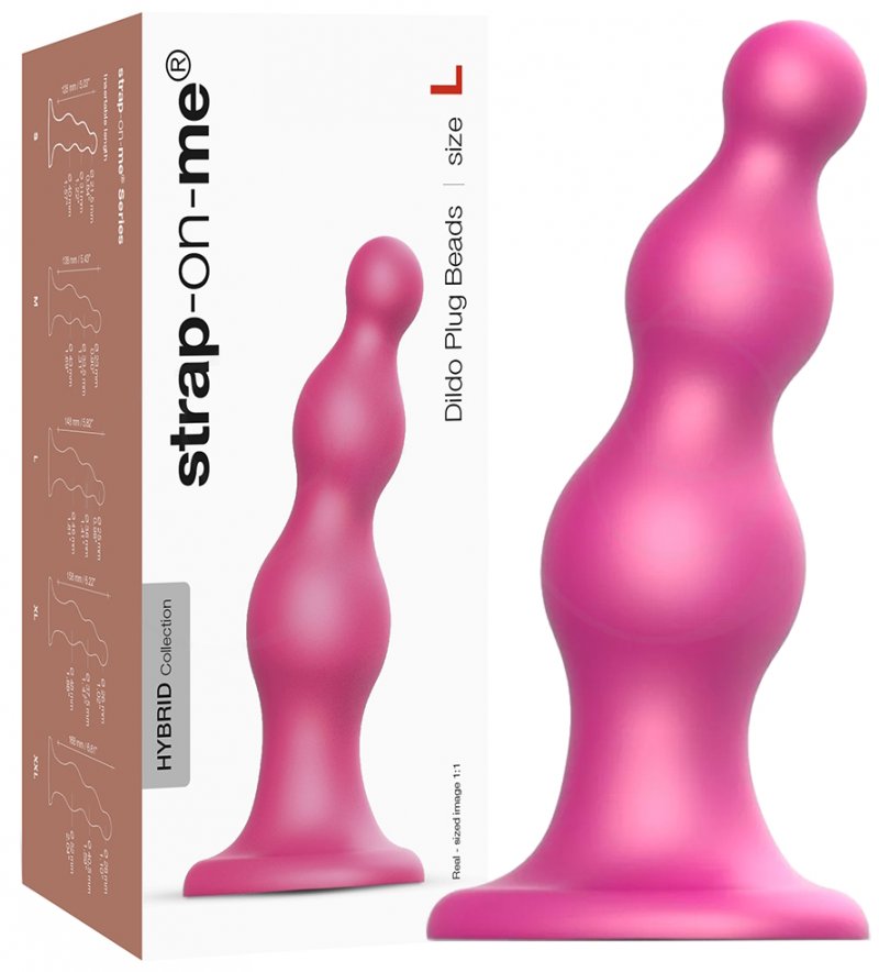 Фаллоимитатор Strap-On-Me Dildo Plug Beads L розовый 16 см