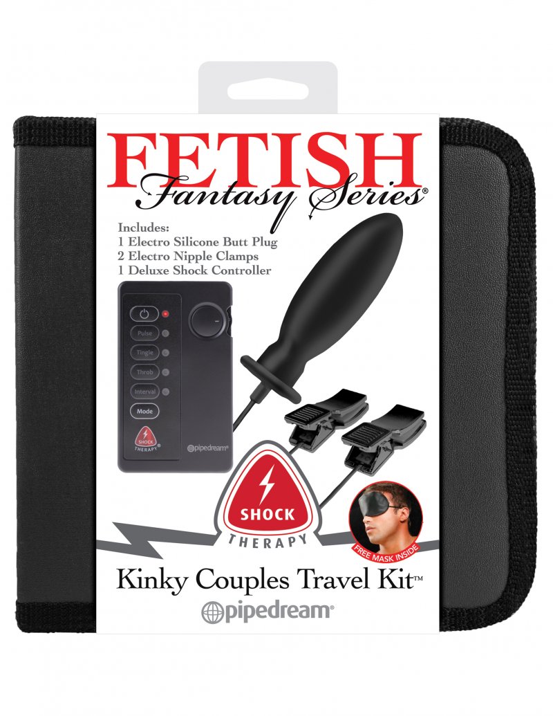 Анальная пробка и зажимы для сосков с электростимуляцией FFS Shock Therapy Kinky Couples Travel Kit